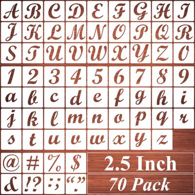 2.5 Inch Alphabet Letter Stencils for Painting - 70 Pack Letters and Numbers Stencil Templates with Signs for Painting on Wood, Reusable Letter and Number Stencils for Chalkboard Wood Signs & Wall Art