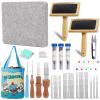 SOCNITC Needle Felting Kit Tools, 10"x 8" Felting Pad,Wooden Wool Carders, 34 Pcs Felting Needles, Felt Kit Supplies Include Storage Bag for Beginners DIY Wool Craft view 1
