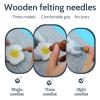 SOCNITC Needle Felting Kit Tools, 10"x 8" Felting Pad,Wooden Wool Carders, 34 Pcs Felting Needles, Felt Kit Supplies Include Storage Bag for Beginners DIY Wool Craft view 3