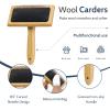 SOCNITC Needle Felting Kit Tools, 10"x 8" Felting Pad,Wooden Wool Carders, 34 Pcs Felting Needles, Felt Kit Supplies Include Storage Bag for Beginners DIY Wool Craft view 4