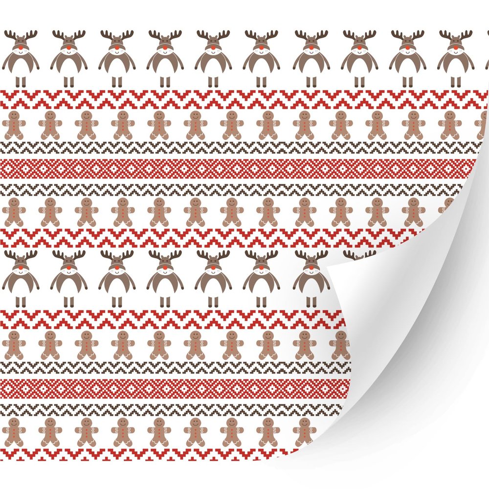 HTV4U Christmas Patterned Heat Transfer Vinyl (Reindeers and Cookies, 15" x 1 Yard) - Printed Patterned Iron on Vinyl, Heat Press Transfer Paper, Art Film for T-Shirt, Fabric, DIY