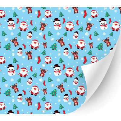 HTV4U Puff Christmas Patterned Heat Transfer Vinyl (Reindeer and Santa Blue, 12" x 1 Yard) - 3D Patterned Printed, DIY Craft, Iron on Vinyl for Shirts, 3D Puffy Heat