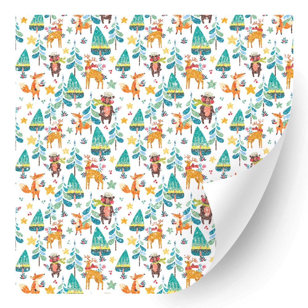 HTV4U Glitter Christmas Patterned Heat Transfer Vinyl (Christmas Animals, 12" x 5 Yards) - Sparkle Textured Green Iron on Vinyl, Heat Press Paper, Printed Patterns DIY