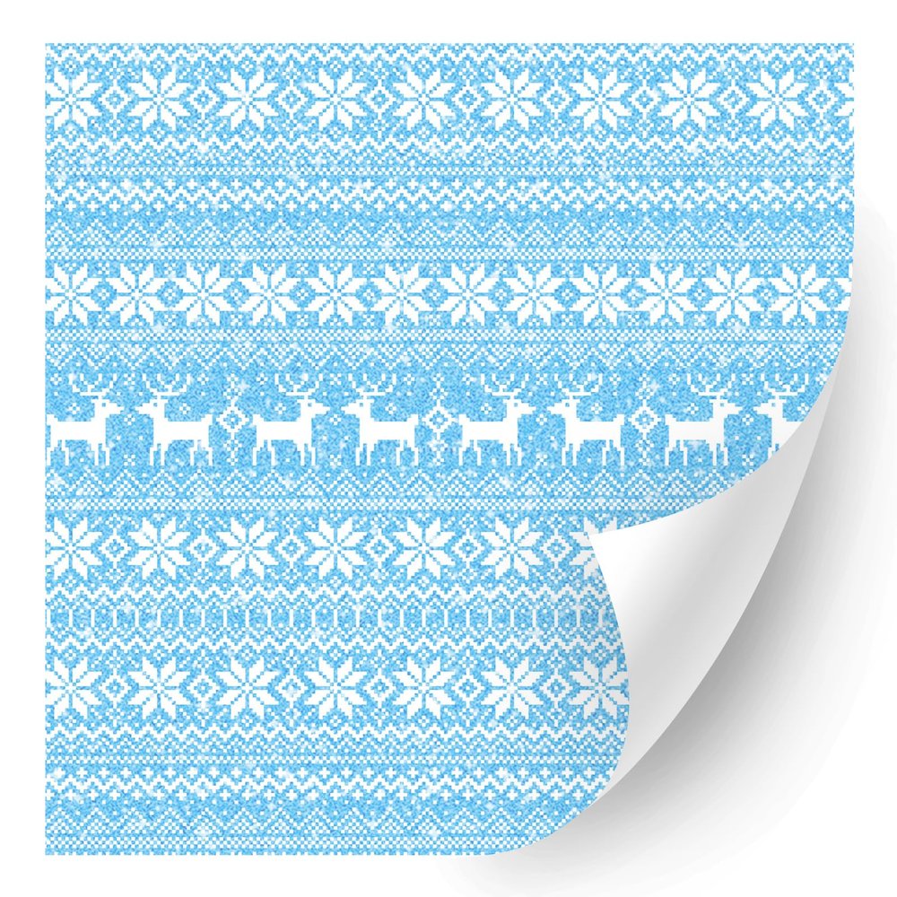 HTV4U Glitter Christmas Patterned Heat Transfer Vinyl (Christmas Nordic, 12" x 12") - Sparkle Textured Iron on Heat Press Paper, Graphic Design Printed Patterns for T-Shirt