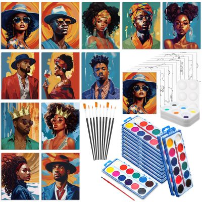 Ctosree 12 Sets Pre Drawn Canvas Kit for Painting Adults Sip and Paint Kit Art Pre Printed Canvas Bulk for Easter Mother's Day Gifts Adult's Date Night(Couple,8 x 10 in)
