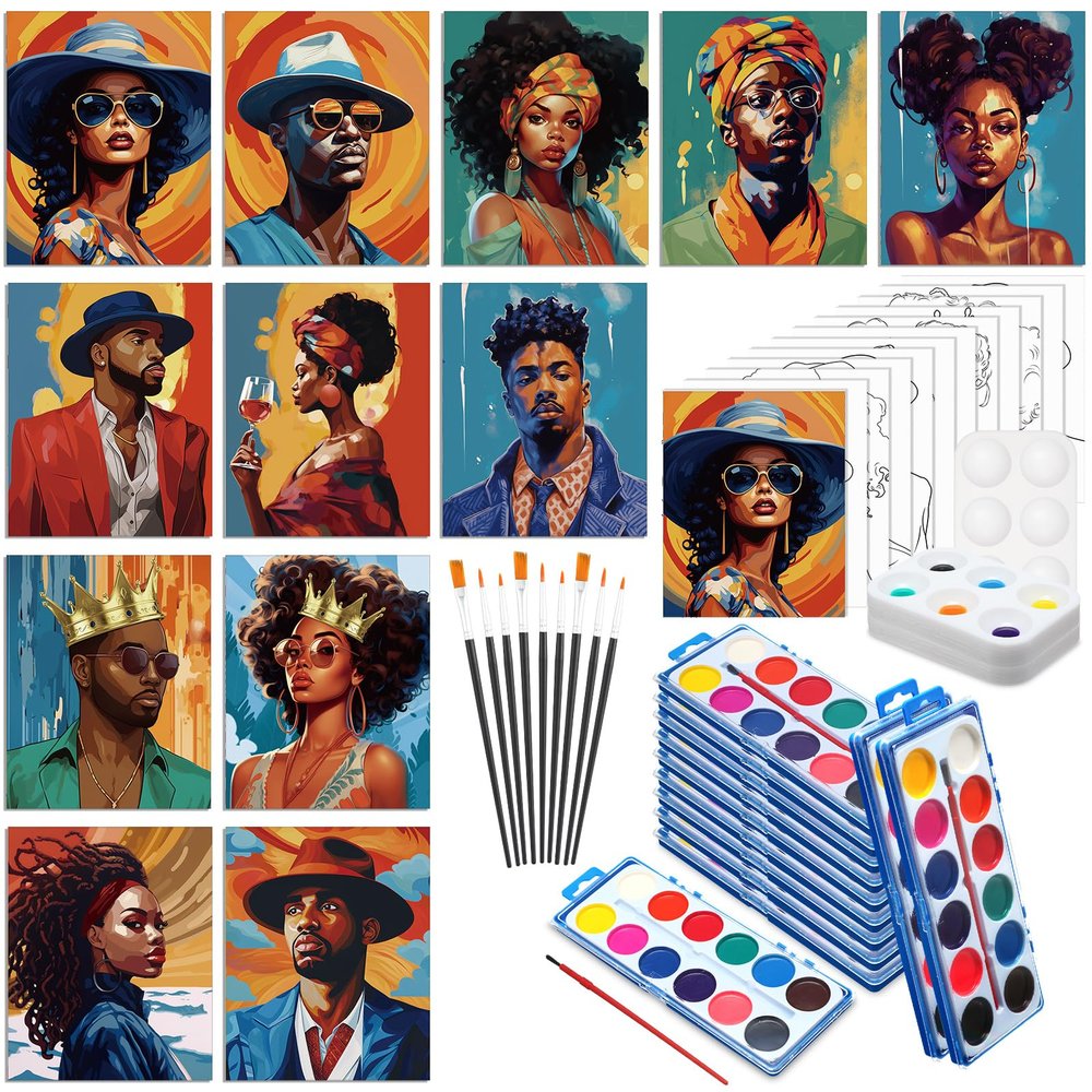 Ctosree 12 Sets Pre Drawn Canvas Kit for Painting Adults Sip and Paint Kit Art Pre Printed Canvas Bulk for Easter Mother's Day Gifts Adult's Date Night(Couple,8 x 10 in)