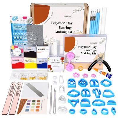 Keoker 123 PCS Clay Earring Making Kit, Polymer Clay Jewelry Making Kit for Teens and Adults, Fashion Designer Kits, Polymer Clay Earrings Kit Crafts, Great Gifts