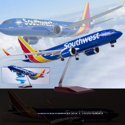 AZIZAT 18.5" 1:80-Scale Model Jet Model Airplane American Southwest B737 Collectibles Die-Cast Model Plane Resin for Collection Gift,B737 with Lights