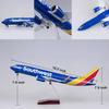 AZIZAT 18.5" 1:80-Scale Model Jet Model Airplane American Southwest B737 Collectibles Die-Cast Model Plane Resin for Collection Gift,B737 with Lights view 3