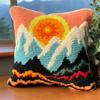 Sun and Mountain Latch Hook Pillow Kit for Adults Throw Pillow Cover with Printed Canvas DIY Hook Crochet Yarn Needle Craft Easy Handmade Cushion for Home Sofa Decoration 43x43cm(2) view 1