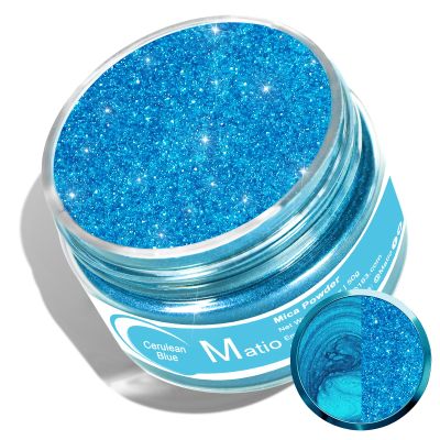 Matio Cerulean Blue Mica Powder for Epoxy Resin, 1.8oz/ 50g Pearlescent Effect Mica Powder Natural Color Pigment for Soap Making, Bath Bomb,Candle Dye,Resin Craft,Paint,Nails Art,Jewelry,Slime Pigment