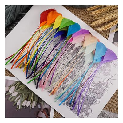 ECYC Ltd 100 Pcs Natural Goose Feathers, 12-18cm Stripped Coque Goose Feathers Goose Feather Plume for Making Clothing Hats Fascinators Decoration Jewelry Craft Supplies