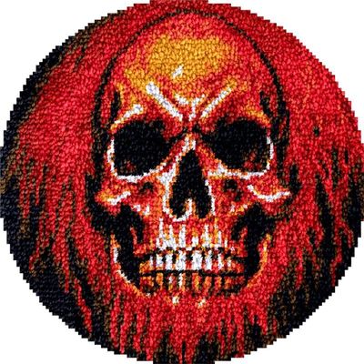 Latch Hook Rug Kits Latch Red Skull Hook kit Pillow Cover Throw Pillow Embroidery Craft Kits for Beginner DIY Latch Hook Rug Kit with Printed Canvas Christmas Decoration 70x70cm