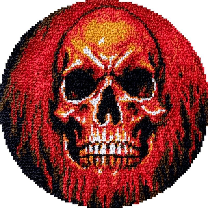 Latch Hook Rug Kits Latch Red Skull Hook kit Pillow Cover Throw Pillow Embroidery Craft Kits for Beginner DIY Latch Hook Rug Kit with Printed Canvas Christmas Decoration 70x70cm