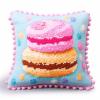 Latch Hook Pillowcase Kits Pink Macaron Latch Hook kit Pillow Cover Throw Pillow Embroidery Craft Kits for Beginner DIY Latch Hook Rug Kit with Printed Canvas Christmas Decoration 43x43cm view 1