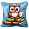 Latch Hook Pillowcase Kits Reading Owl Latch Hook kit Pillow Cover Throw Pillow Embroidery Craft Kits for Beginner DIY Latch Hook Rug Kit with Printed Canvas Christmas Decoration 43x43cm view 1