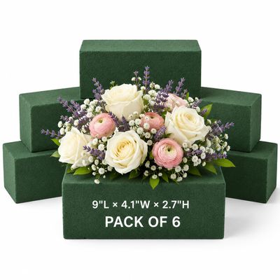 Wet Floral Foam Blocks for Fresh Flowers - 6 PCS Styrofoam Block, Each (9" L x 4.1" W x 2.7" H) Green Foam for Flower Arrangements Supplies
