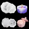 Zayookey 2 Pcs Storage Box Resin Mold with Lid Small Flowers Box Silicone Mold Candle Holder Epoxy Casting Molds Jewelry Jar Mould DIY Storage Container for Ring Earrings Candy view 1