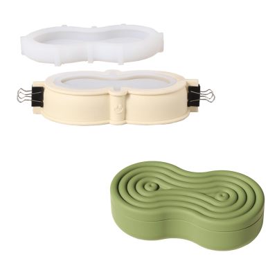 BOOWAN NICOLE Wriggle Storage Box&Silicone Candle Jar Mold for Concrete Cement - DIY Handmade Home Decoration
