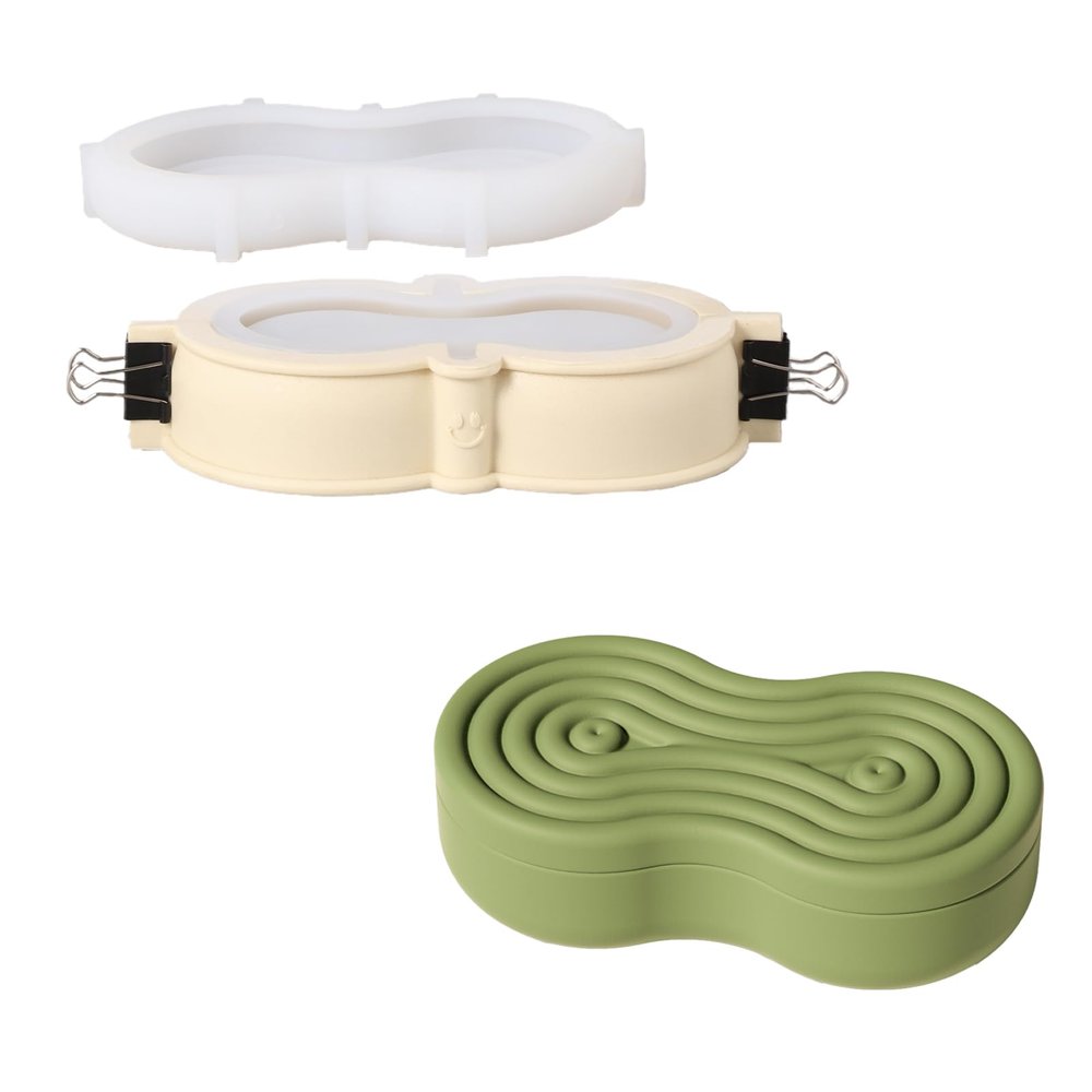 BOOWAN NICOLE Wriggle Storage Box&Silicone Candle Jar Mold for Concrete Cement - DIY Handmade Home Decoration