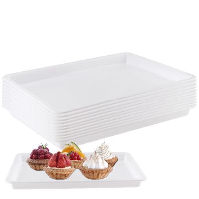 HEIHAK 10 Pack Plastic Art Trays, 15.5 x 11.2 Inch Large Plastic Activity Crafts Tray, Rectangle Serving Platters for for Home,School, DIY Projects,Painting, Organizing, Storage
