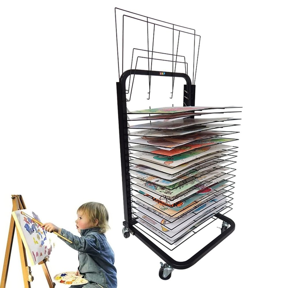 Mobile Paint Drying Rack - Art Drying Rack For Classroom, Sturdy Metal Art Rack, Art Carts With Universal Wheels, Power Coated Design, for Classroom Schools Art Clubs And Art Studio ( Size : 25-layer