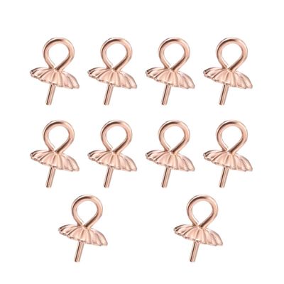 10pcs Sorcozn 925 Sterling Silver 5mm Cup Pearl Peg Bails Pendants Eye Pin Peg Bail for Beads Charms Jewelry Findings (Rose Gold)