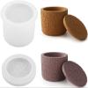 LSLEVA Storage Box with Lids, Silicone Candle Jar Molds Set, Creative Vessels Pot Molds, Concrete Round Stripe with Cover Bottle Making Moulds for Holder (D-Rough Short) view 1