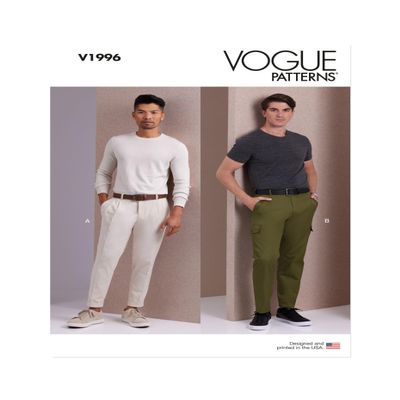 Vogue Men's Slim Fit Tapered Pants Sewing Pattern Packet, Sizes 34-36-38-40-42, Multicolor