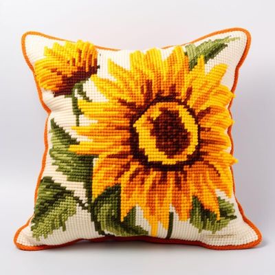 Latch Hook Kits Square Pillowcase Kits Sunflower Latch Hook Cushion Pillow Cover Embroidery Craft Kits for Beginner DIY Latch Hook Rug Kit with Printed Canvas Hobby & Craft 43x43cm(a-67)