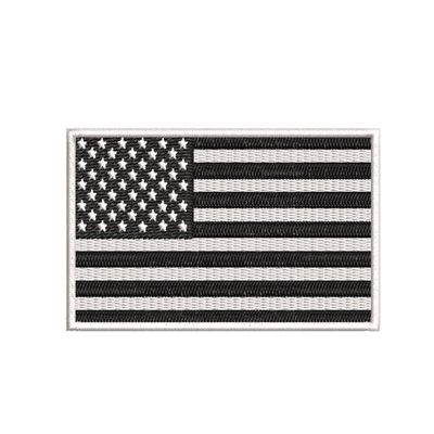 American Flag Embroidered Patch Iron-on Black White US USA United States 3.5" x 2.25" Fully Embroidered Applique for Clothing Vest Uniform, Sew-on Premium Embroidery, Shoulder Badge Emblem, Military