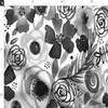 Spoonflower Fabric - Bohemian Bouquet Black White Flower Chic Floral Paint Monochrome Printed on Denim Fabric by The Yard - Bottomweight Apparel Home Decor Upholstery view 2