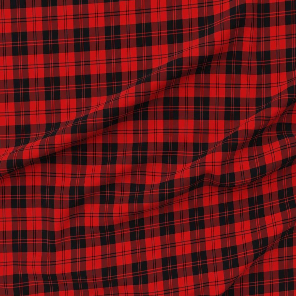 Spoonflower Fabric - Black Red Tartan Plaid Kilt Scottish Printed on Minky Fabric by The Yard - Sewing Baby Blankets Quilt Backing Plush
