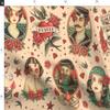 Spoonflower Fabric - Old School Vintage Tattoo Beige Large Classic Skulls Anchor Sailor Printed on Minky Fabric by The Yard - Sewing Baby Blankets Quilt Backing Plush view 2