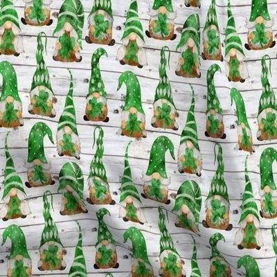 Spoonflower Fabric - Irish Gnomes Medium Scale Green Gnome Watercolor Shamrock Ireland Printed on Polartec(R) Fleece Fabric Fat Quarter - Sewing Blankets Loungewear and No-Sew Projects