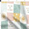 Spoonflower Fabric - Sunshine Patchwork Wholecloth Quilt Topper Cheater Blush Pink Mustard Printed on Polartec(R) Fleece Fabric by The Yard - Sewing Blankets Loungewear and No-Sew view 2