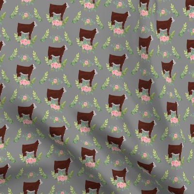 Fabric Showstock Roses Hereford Steers Smaller Steer Cattle Cow Livestock Printed on Polartec(R) Fleece Fabric Fat Quarter - Sewing Blankets Loungewear and No-Sew Projects