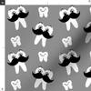 Spoonflower Fabric - Mustache Gray Tooth Teeth Smile Dental Dentist Scrubs White Toothpaste Printed on Polartec(R) Fleece Fabric Fat Quarter - Sewing Blankets Loungewear and No-Sew view 3