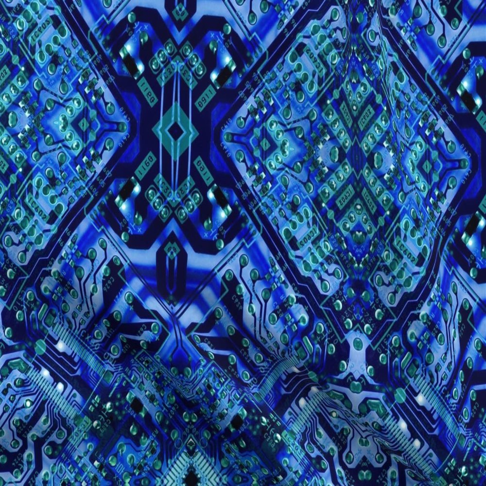 Spoonflower Fabric - Computer, Circuit, Circuit Board, Blue, Green, Geek, Science, Printed on Polartec(R) Fleece Fabric Fat Quarter - Sewing Blankets Loungewear and No-Sew Projects