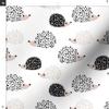 Spoonflower Fabric - Scandi Hedgehog Gender Neutral Black and White Woodland Animals Printed on Polartec(R) Fleece Fabric Fat Quarter - Sewing Blankets Loungewear and No-Sew Projects view 3