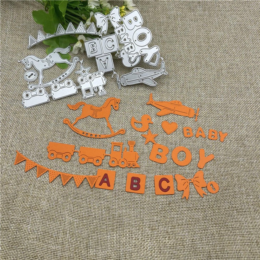 Card Cutting Dies,13.3x10.7cm Boy Baby Lace Border Metal Cutting Dies Stencil Scrapbooking Photo Album Card Paper Embossing Craft