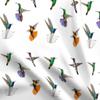 Spoonflower Fabric - Hummingbirds Large White Orange Teal Hummingbird Black Printed on Polartec(R) Fleece Fabric Fat Quarter - Sewing Blankets Loungewear and No-Sew Projects view 1