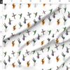 Spoonflower Fabric - Hummingbirds Large White Orange Teal Hummingbird Black Printed on Polartec(R) Fleece Fabric Fat Quarter - Sewing Blankets Loungewear and No-Sew Projects view 2