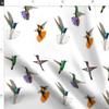 Spoonflower Fabric - Hummingbirds Large White Orange Teal Hummingbird Black Printed on Polartec(R) Fleece Fabric Fat Quarter - Sewing Blankets Loungewear and No-Sew Projects view 4
