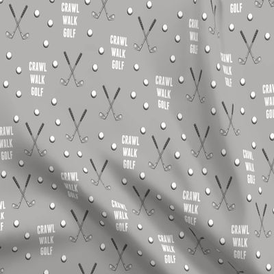 Spoonflower Fabric - Walk Golf Gray Golfing Clubs Sports Themed Printed on Polartec(R) Fleece Fabric Fat Quarter - Sewing Blankets Loungewear and No-Sew Projects