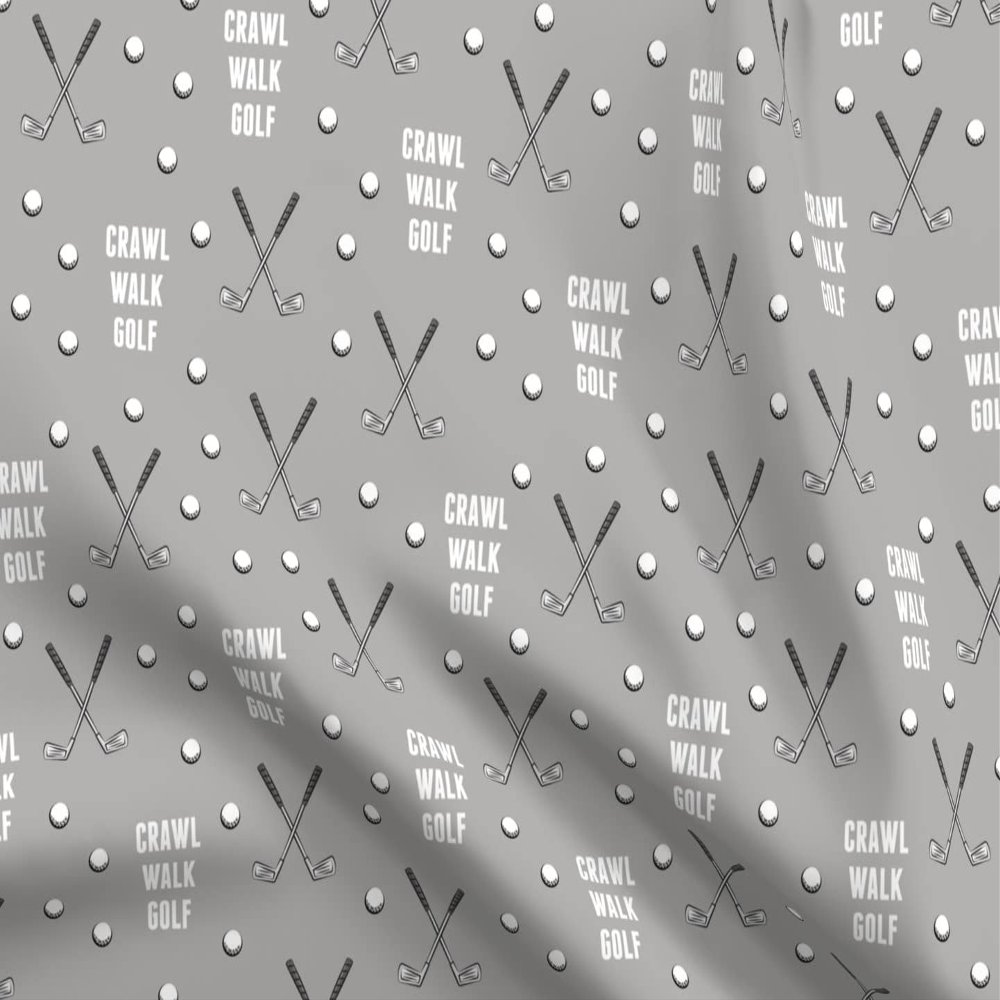 Spoonflower Fabric - Walk Golf Gray Golfing Clubs Sports Themed Printed on Polartec(R) Fleece Fabric Fat Quarter - Sewing Blankets Loungewear and No-Sew Projects
