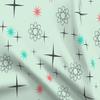 Spoonflower Fabric - Atomic Mint Mid Century Modern Retro Stars Science Printed on Polartec(R) Fleece Fabric Fat Quarter - Sewing Blankets Loungewear and No-Sew Projects view 1