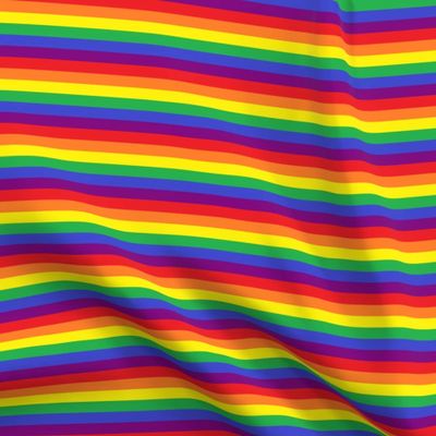 Spoonflower Fabric - Rainbow Pride Stripes LGBT Gay Flag Striped Printed on Polartec(R) Fleece Fabric Fat Quarter - Sewing Blankets Loungewear and No-Sew Projects