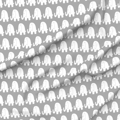 Spoonflower Fabric - Elephant Grey Elephants Large White Pattern Gray Printed on Polartec(R) Fleece Fabric by The Yard - Sewing Blankets Loungewear and No-Sew Projects