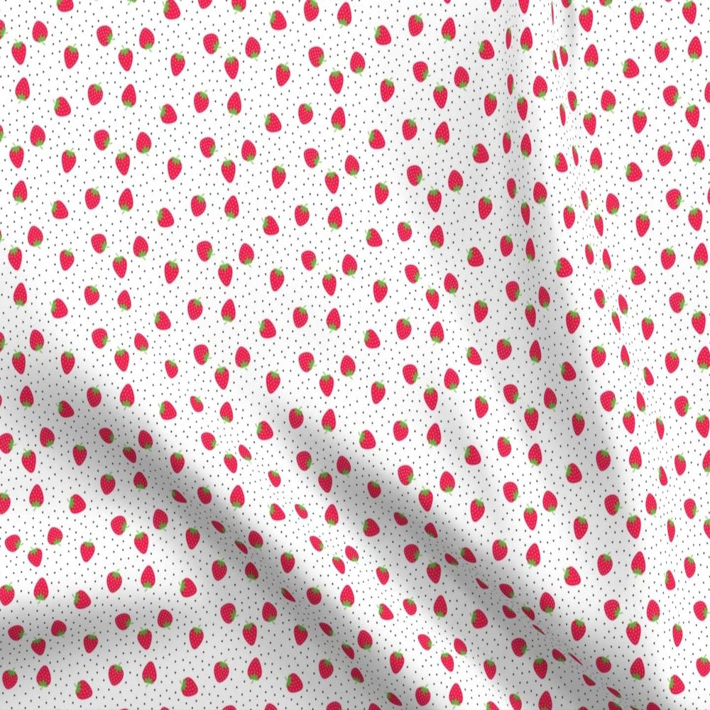 Spoonflower Fabric - Strawberries Fun Summer Cute Food Strawberry Fruit Ditzy Printed on Polartec(R) Fleece Fabric Fat Quarter - Sewing Blankets Loungewear and No-Sew Projects